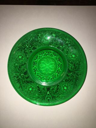 Old Vintage Anchor Hocking Sandwich Glass Forest Green Saucer Plate