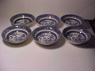 6 Churchill Blue Willow 6 " Cereal Bowls