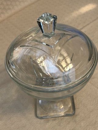 Vintage Clear Glass Footed Candy Dish With Lid P/o