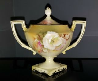 R S Prussia Pedestal Sugar Bowl With Lid