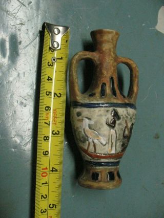 Vintage Amphora Enameled Terra Cotta Egyptian Figures
