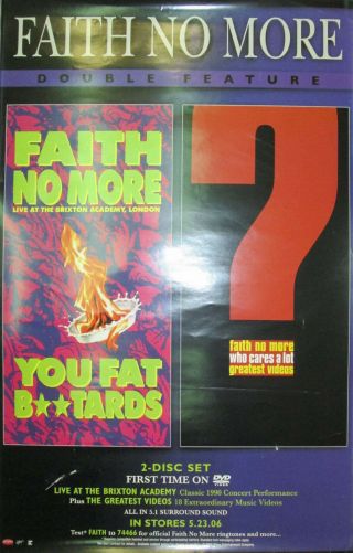 Faith No More - Orig Rhino/reprise Dvd Promotional Poster,  2006,  11x17,  Vg,