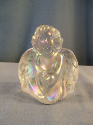 Fenton Clear Iridescent Carnival Glass Angel Figurine