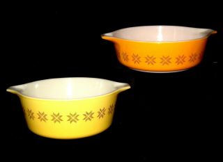 Vintage Pair Pyrex Town & Country Casseroles 471 472 1960s Mid - Century Cookware