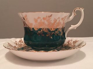 Royal Albert Regal Series Teal Gold - Colored Edge Cup And Saucer