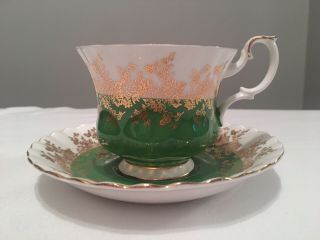 Royal Albert Regal Series Green Gold - Colored Edge Cup And Saucer