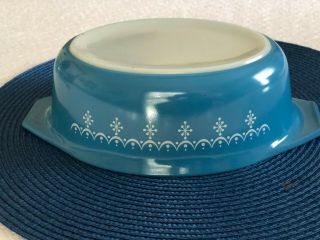 PYREX Blue Garland Snowflake Oval Casserole - Serving dish with Lid 5