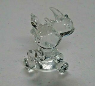 Cute Stretch Glass Baby Rhino Figurine Handmade From Mexico Crystal Rhinoceros