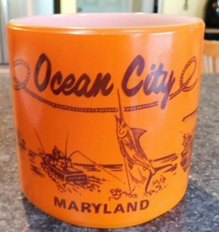 Vintage Federal Orange Milk Glass Mug Ocean City Maryland Souvenir/cup