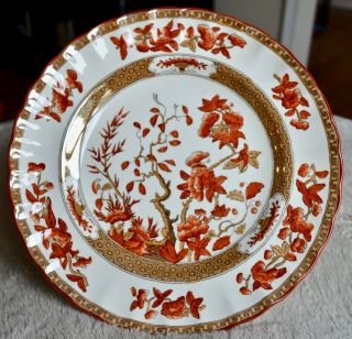 Antique Copeland Spode India Tree China Salad Plate Rust And Gold - Set Of 2