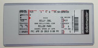 Billy Joel Miller Park Milwaukee Wi 4/26/19 Ticket Stub - 2019 Keepsake