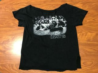 Womens Vintage Chopped The Doors Black Jim Morrison Band Shirt Size Large Xl
