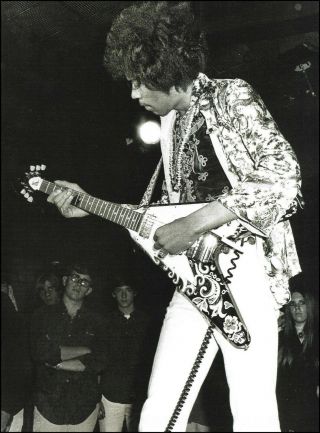 Jimi Hendrix Onstage With Custom Gibson Psychedelic Flying V Guitar Pin - Up Photo