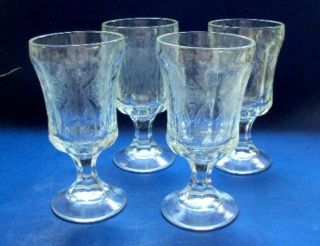 Vintage Madrid Clear Stem Glasses Water Wine Goblets / Set Of 4