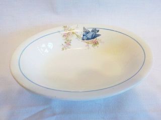 Vintage Crown China Blue Bird China Small Oval Olive Relish Dish 4 1/4 " X 5 5/8 "