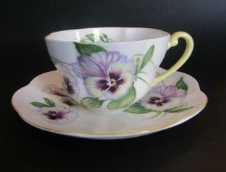Vintage Shelley Teacup And Saucer - Pansy Pattern