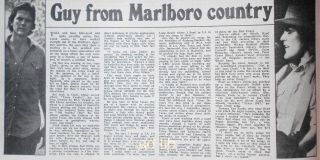 Guy Clark - Guy From Marlboro Country,  Newsprint Cutting,  Uk 12 " X 6.  5 " 1977