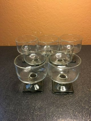Vintage,  Set Of 7 Rosenthal Crystal,  Wine Glasses,  Linear Smoke Pattern,  Square