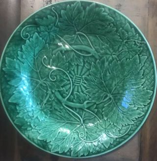 Vintage Wedgwood Green Majolica Cabbage Leaf Plate 8 " Vg