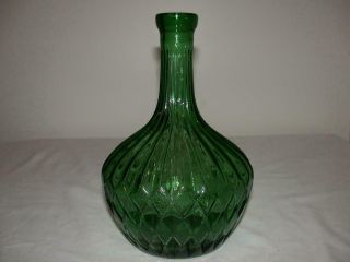 Mid Century Green Genie Bottle Decanter Vase Made In Italy No Stopper
