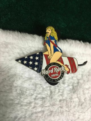 Hard Rock Cafe Pin Las Vegas Hotel 4th Of July Girl On Patriotic Rocket