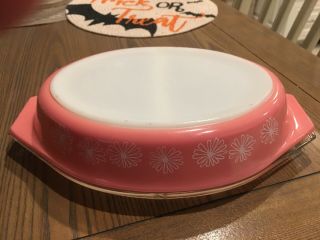 Vintage Pink Pyrex Daisy 1.  5 Quart Divided Casserole Bowl With Lid Rare