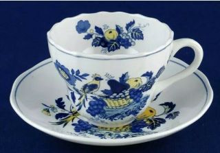 Spode - Blue Bird Cup & Saucer Set S3274 Copeland China Cup With Scalloped Rim