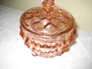 Powder Jar & Lid Cube Pink By Jeannette Glass Company 1929 - 1933 Depression
