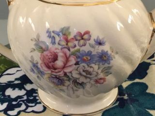 Vintage James Sadler England Teapot Floral Pattern With Gold Trim China Pottery 2