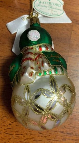 2003 Waterford Holiday Heirlooms Christmas Ornament Snowman W/ Teddy Kildare MIB 3