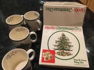 Spode England Christmas Tree Tom & Jerry Mug Set Of 4