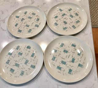 Mid Century Modern Set 4 Vintage Atomic Vernonware Heavenly Days Dinner Plates