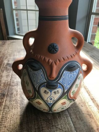 Hand Crafted Painted Terra Cotta Clay Pottery Vase Quibor Venezuela