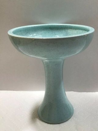 Vintage Mid Century Modern Haeger Pottery Turquoise Blue Vase Compote Pillar 4