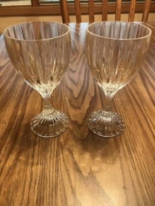 2 Mikasa Park Lane Lead Crystal Water Goblets / Wine Glasses