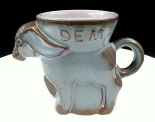 Frankoma Pottery Blueish - Green Democratic Donkey 4 " Mug 1978