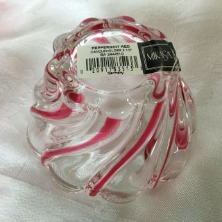 Set 4 Mikasa Crystal Red Pink Peppermint Swirl Bowl Glass Dish Germany 2 w/Tags 4