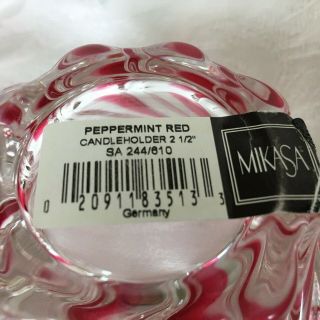 Set 4 Mikasa Crystal Red Pink Peppermint Swirl Bowl Glass Dish Germany 2 w/Tags 5