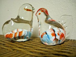 Murano Art Glass Bird Figurines Paperweight Millefiori