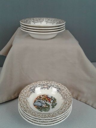 Set Of 8 5 1/4 " Vintage Sebring Pottery Co.  Bowls Chantilly Pattern 22k Gold
