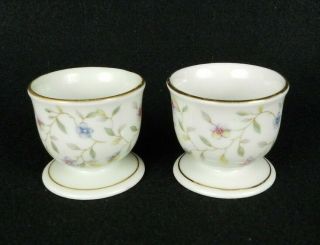 Vintage Egg Cups Set Of 2 Winterling Porcelain Ivory Floral Pattern 1940s