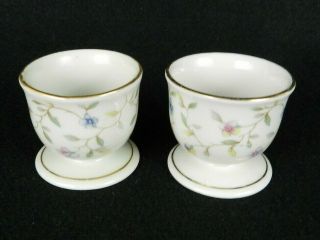 Vintage Egg Cups Set of 2 Winterling Porcelain Ivory Floral Pattern 1940s 2
