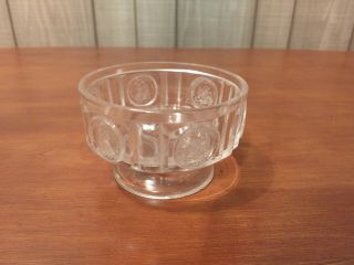 Eapg Us Glass Coin Clear American Pattern Footed Round Plain Sauce Berry Bowl