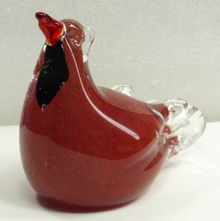 Vintage Murano Art Glass Red Cardinal Paperweight " Very Old "
