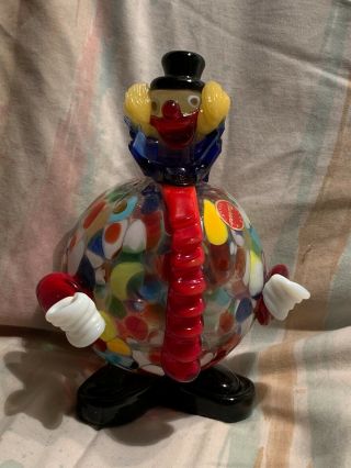 Vintage Murano Glass Italy 5 1/2  Roly - Poly Clown Figurine