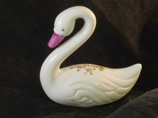 Vintage Fenton Milk Glass Hand Painted Swan 4 1/8”