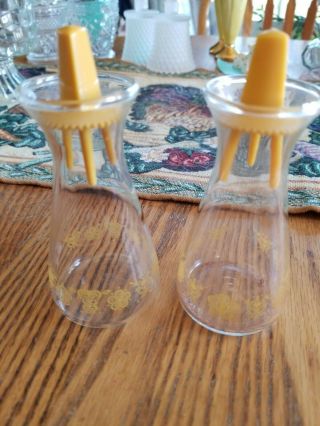 Vintage Corningware Butterfly Gold Glass Salt And Pepper Shakers