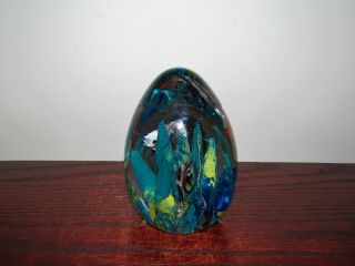 Large Egg Shaped Heavy Glass Aquarium Paperweight With Angel Fish