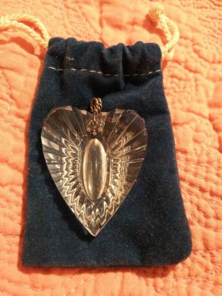 Vintage Waterford Crystal Heart Christmas Ornament Or Pendant With Pouch