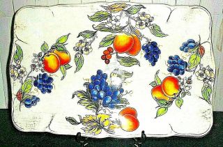 Tuscan Table Made In Italy Hand - Painted Fruit Platter Glass/porcelain/ceramic